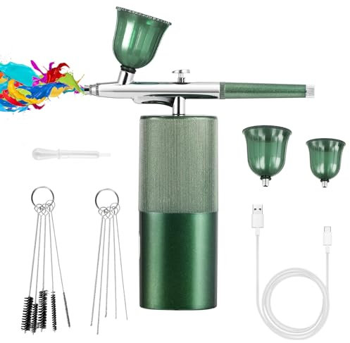 Airbrush Kit with Compressor, Professional Airbrush Set, Cordless Airbrush Compressor for Deep Oxygen Infusion, Nourishing Skin Hydration, Nail Art, Makeup, Cake Decoration & Model Painting