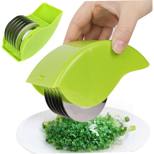 SMELEYOU Herb Roller with 6 Blade Manual Herb Chopper Herb Cutter Sharp Detachable Washable Herb Choppers for Cilantro Scallion Parsley