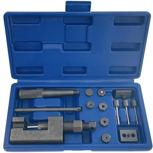 SUGOOE Motorcycle Chain Breaker Set, 14-Piece Chain Removal Tool Chain Cutter and Riveter Kit for Motorcycle ATV Bike Cam & 25 to 930 Chains