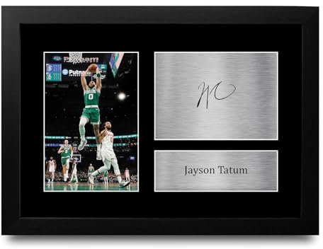 HWC Trading FR A4 Jayson Tatum Boston Celtics Basketball Geschenke Gedrucktes Signiertes Autogramm Foto für Fans von Basketball Memorabilien - A4 Gerahmt