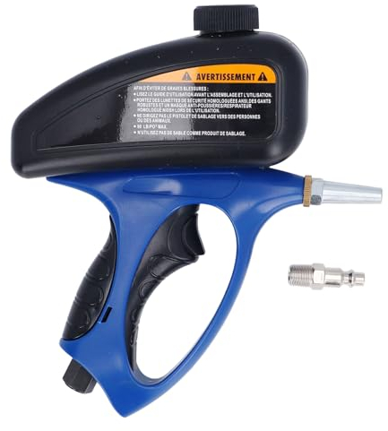 Sand Blaster Gun for Air Compressor, Paint/Rust Remover for Metal, Wood & Glass Etching, Up to 90 PSI Blasting Media, Replaceable Steel Nozzle for Aluminum, Sand, Walnut Shells