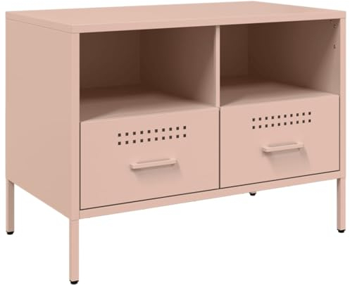 vidaXL Meuble TV, Armoire de Télévision avec Pieds, Support Télé avec Rangement Salon Salle de Séjour Intérieur, Rose 68x39x50,5 cm Acier