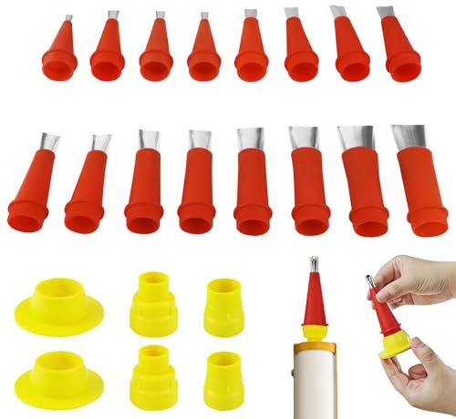 22 Pcs Stainless Steel Sealing Nozzles, 2024 New Models Stainless Steel Caulking Nozzle Set, Stainless Silicone Nozzle Versatile, for Kitchen Bathroom Brick Joint