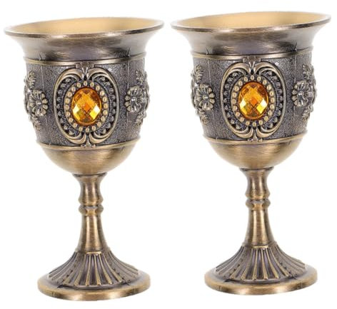 OFFSCH Weinkelch Aus Metall Im Vintage-stil Rosenmuster 2 Stück Haushaltskelch Heimdekoration