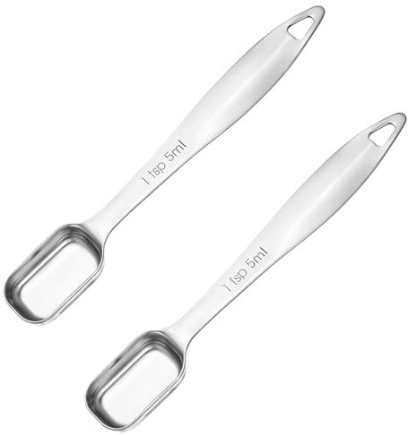 2 Stück Edelstahl Messlöffel Kaffeelöffel 5ml Dosierlöffel Portionierer Esslöffel Gewürz Dosierlöffel Gewürz Portionierer Teelöffel Kleiner Metalllöffel Für Kaffee Satz Gewürze Bohnen