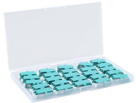 Duogalia Paquete de 25 acopladores de fibra óptica LC-LC adaptador de cable de fibra óptica dúplex multimodo OM3 para cables de conexión de fibra