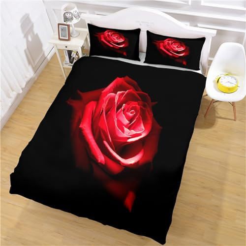Copripiumino Singolo Rose Copriletto Matrimoniale Estivo Microfibra Copripiumino Matrimoniale, Copriletto Matrimoniale,2 Federa Del Cuscino (135×200 Cm)