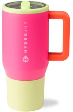 HydroJug Traveler - 20 oz Water Bottle with Handle & Flip Straw - Fits in Cup Holder, Leak Resistant Tumbler-Reusable Insulated Stainless Steel & Rubber Base - Gifts for Women & Men, Orchid