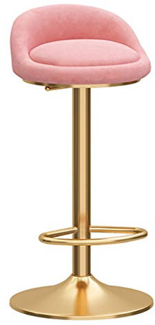 Moderne Samt-drehbare Barhocker mit verstellbarer Höhe und goldenen Metallbeinen, rosa Samtsitz, ideal für Inselarbeitsplatten oder Frühstücksbar.