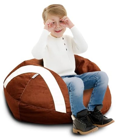 SXBCyan Sitzsack In Fußballform, Sitzsack for Jungen, Sitzsack for Erwachsene, Nur Sofabezug In Fußballform(Football)