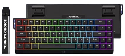 QPSJXN Mchose Ace 60 Pro 68 Magnetic Switch Hot Swappable RGB Mechanische Tastatur anpassbare -Tastatur für PC -Spielerzubehör(68 Black Blue Ice)