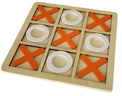 FAST WORLD SHOPPING Klassisches Holz-Tri-Spiel, Tic Tac Toe, tragbar und kompakt, perfekt für Familien und Freunde, lustig und strategisch, leicht zu transportieren für jeden Anlass