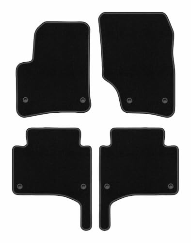 Velours-Fußmatten passend für Porsche Cayenne I 2002-2010, Schwarz, Basic | passend für SUV; dünner Velours-Teppich (Polypropylen), ca. 4 mm; rutschfest, ovale Befestigungen (Typ OWAL)