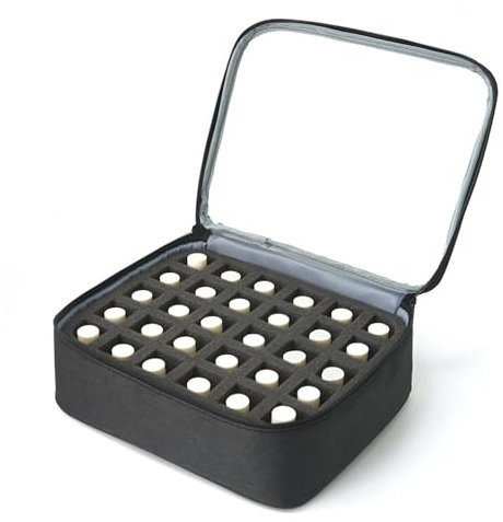 lmoikesz Nail Varnish Storage For 30 Bottles Manicure Tool Organizer Nail Organiser Storage Box Cloth Nail Varnish Storage Case, A