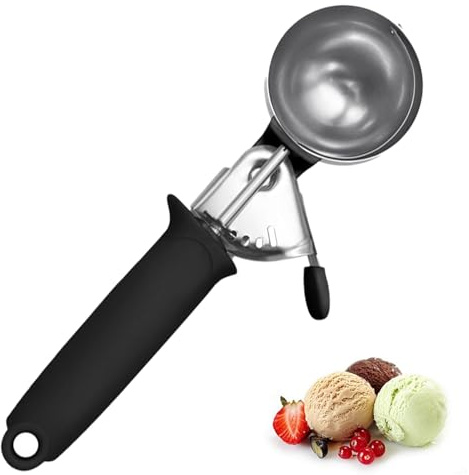 Stainless Steel Ice Cream Scoop – Ice Cream Scooper for Easy Serving, Perfect for Ice Cream, – Comfortable Handle, Dishwasher Safe