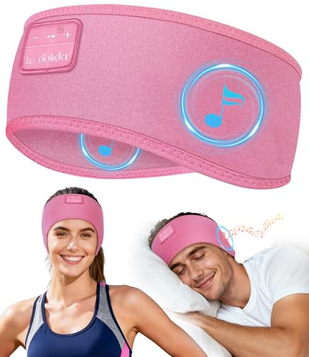 LC-dolida Sleep Headphones Headband,Soft Sleeping Headphones Bluetooth Headband with Earphones Wireless Soft Music Sleep band Earphones for Men Women Teens Yoga Workout Fitness Relax Travel