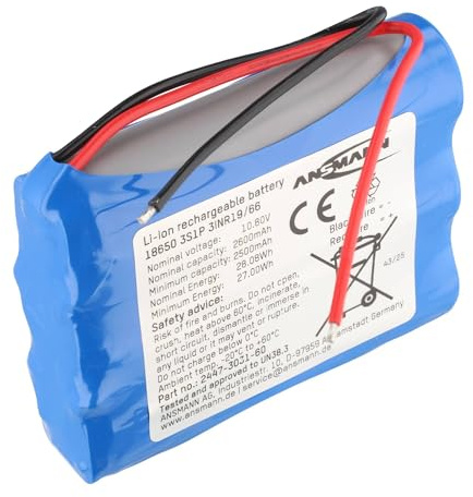 Ansmann 3S1P Batterie 3 x 18650 Câble Li-Ion 10,8 V 2600 mAh