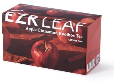 EZR Leaf Apple Cinnamon Rooibos Tea Caffeine Free Decaf Herbal Tea, 20 counts 2.1 Once Pyramid Tea Bags, Naturally Sweet, Relaxing Sleep Blend