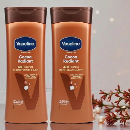 Vaseline Cocoa Radiant Body Lotion 400ml – Pack of 2 | Deep Moisture with Cocoa Butter & Vaseline Jelly | Restores Dry, Dull Skin