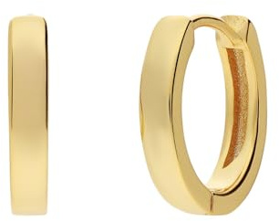 Lucardi - Damen Silberne, goldbeschichtete Ohrringe 13 mm für Damen - Ohrringe - 925 Silber - Gelbgold legiert - Nickelfrei