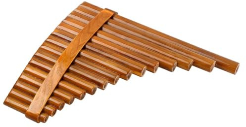 Aptliton Handmade 15-Tube Bamboo Pan Flute in G Key – Adjustable Traditional Chinese Folk Wind Instrument – Great Gift for Music Lovers, Musicians, Students – Right Hand