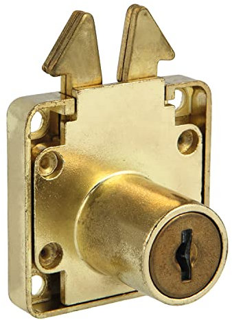 Amig - Serrure pour portes coulissantes de meubles et d'armoires Mod.2A + 2 clés Mod.371 | Pour mobilier de maison ou de bureau | En acier laitonné | Sûr et facile à installer
