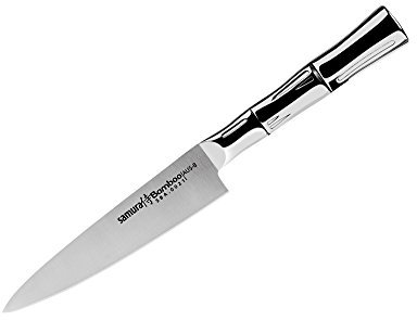 SAMURA Profi Allzweckmesser Ultra-scharf, groß, aus japanisch AUS 8 Edelstahl, 12,5 cm Klinge, Stahl Handgriff, ergnomisch, rostfrei, Kochmesser, Spickmesser