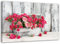 Feeby Wandbilder Blumen Rote Rosenstrauß XXL 120x80 cm 1Teilig Bilder Leinwandbilder Modern Bild auf Leinwand Kunstdruck Wanddekoration Deko Wand Wohnzimmer Schlafzimmer Stillleben Pflanzen Holz Grau