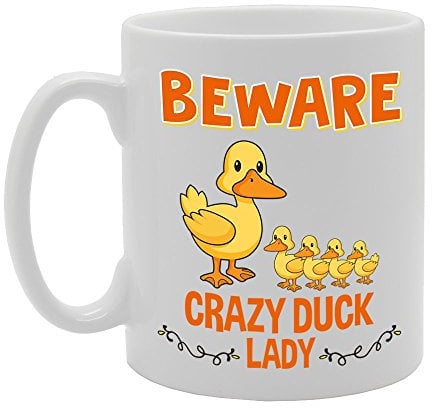 Coralgraph Inc MG4275 Beware Crazy Duck Lady Novelty Gift Printed Tea Coffee Cermic Mug