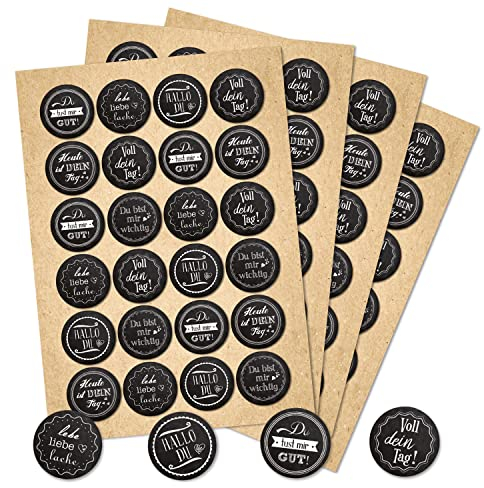 Logbuch-Verlag 96 Sprüche Sticker schwarz weiß Weihnachten Geburtstag positiv Lebe Liebe Lache rund 4 cm