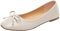 Jamron Women Lovely Bow Tie Ballerinas Comfy Square Toe Ballet Flats Slippers Pumps Dolly Shoes Beige SN02911 UK4.5