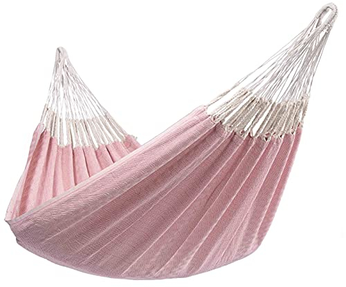 Tropilex Südamerikanische Hängematte Single | Handgefertigt | Fairtrade | Hammock 'Natural' pink | Flexibel & Belastbar | Perfekt für den Garten, Camping und auf Reisen geeignet