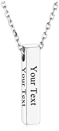 PiercingJ Free Engraving Personalized Custom Stainless Steel Urn Memorial Pendant Bar Necklace Bottle Locket Memorial Ash Keepsake Cremation Jewelry Funnel Fill Kit + Box