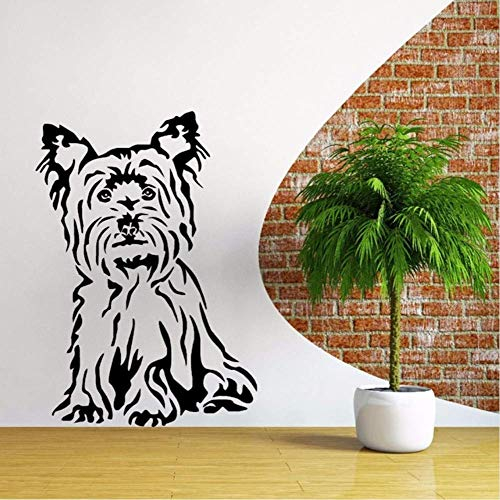 Yorkshire Terrier Hund Vinyl Wandtattoo Tier Themen Wandaufkleber Pet Shop Dekoration Terrier Hund Wandbild Vinyl Kunst 57 * 81 Cm