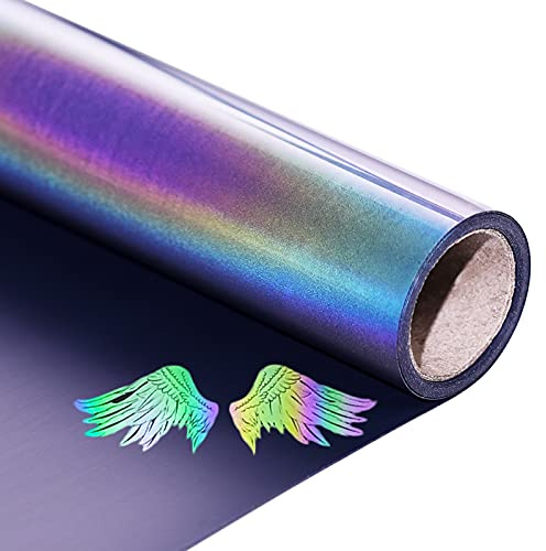 KEGUMINGX Reflective Rainbow HTV Vinyl Rolls Pack 12Inch x 5Feet Iron on Vinyl for Cricut, T-Shirts DIY Design, Silhouette Cameo & Heat Press Machine