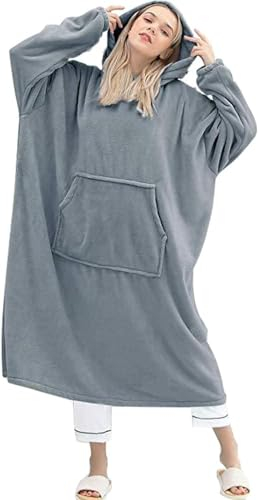 Godoboo Kapuzenpullover, Übergroße Hoodie Sweatshirt Decke Weiche Warme Riesen Hoodie Fronttasche Giant Plüsch Pullover Decke mit Kapuze for Frauen Men