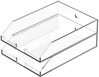EXPUTRAN Stapelbare, transparente Acryl-Papierablagen, Schreibtisch-Ordner, A4-Papierhalter, Briefablage, 2 Stück