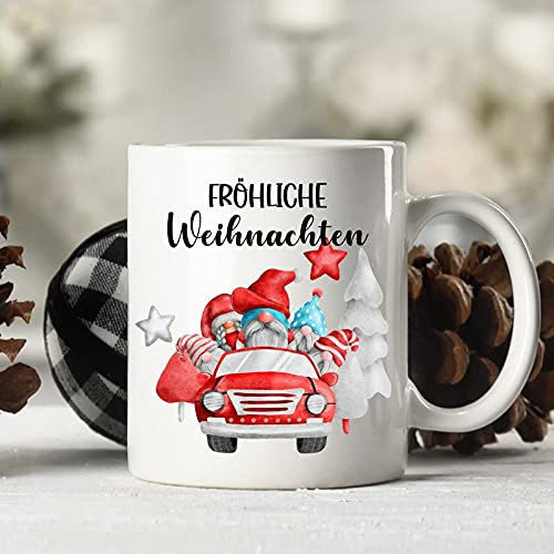 Tasse fröhlichen Weihnachten Weihnachtstasse Wichtel Kaffeebecher bedruckte Tasse