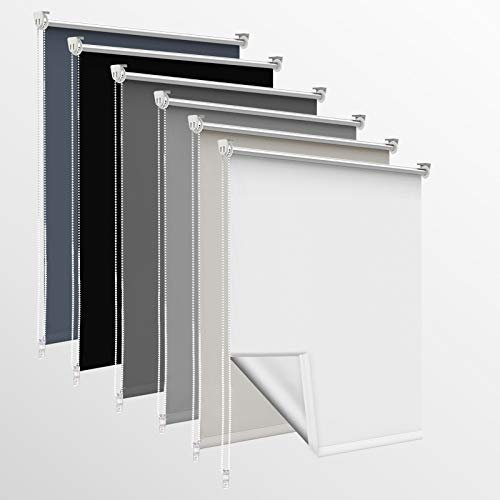 Homland Store Occultant sans Perçage, 80l x 230L cm (Largeur du Tissu 75cm) Rideaux Occultant avec Revêtement d'argent, Isolation Thermique, Installation Simple, pour Chambre, Salon, Blanc