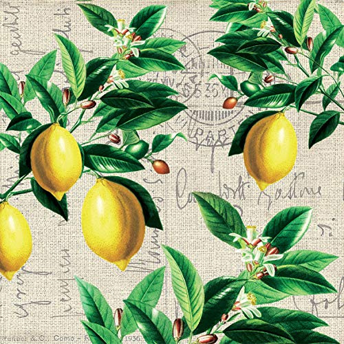 20 Servietten Zitrone am Strauch Capri Vintage 33cm