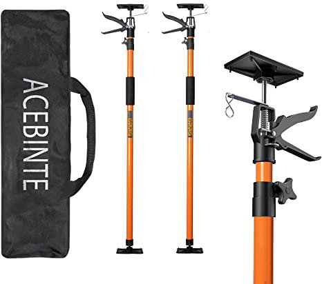 Support Pole, Steel Telescopic Quick Adjustable 3rd Hand Support System, Support Rod, Supports up to 154 lbs Construction Rods for Cabinet Jacks Cargo Bars Drywalls Extends from 49 Inch to 114 Inch