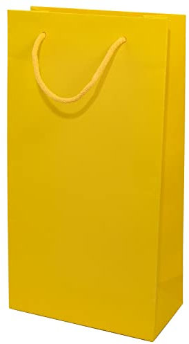 10 x PresentFill® Sonnengelb Flaschentüten Flaschentasche Papiertragetasche Flaschenverpackung Geschenktasche für 2 Flaschen 100% Recycling Kraftpapier