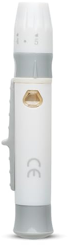 One Step Lancing Device Pen, 5 Depth Settings, Less Pain Design, Blood Sampling Pen, Accurate Blood Sample, Use with Twist Top Lancets, Blood Sugar Level Monitoring Glucose Testing, Lancing Tool