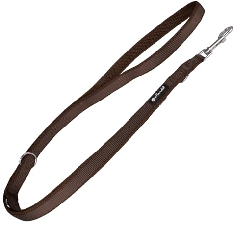 Petlando Hundeleine 3m Mesh weich gepolstert, Mokka, 300x1,5cm | Für kleine Hunde, 3-fach verstellbar, pflegeleicht, schnelltrocknend, Karabiner, Führleine, Freihandleine, Umhängeleine