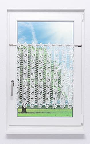 Plauener Spitze Scheibengardine Blättergirlande #1W (Bx H) 44cm * 120cm weiß