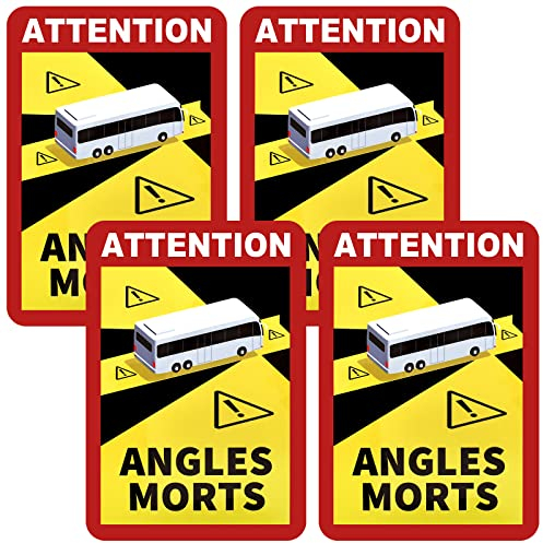 Zimoer Angles Morts Wohnwagen,4 Pack, Angles Morts LKW,Morts Sticker,Aufkleber Wohnmobil,Winkel Morts Busse,17cm x 25cm,Morts Sticker,Blind Spot,Warnschild Um die Groß Bus/Motorhome