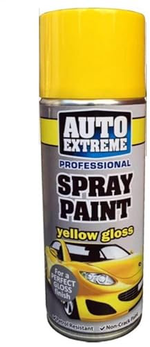 2x 400ml Yellow Gloss Spray Paint, Automotive Paint Sprayer, Multipurpose Exterior Black Spray Paint Matt, Interior Metal Spray Paint, for Cars, Bikes,Vans, Metal, Wood