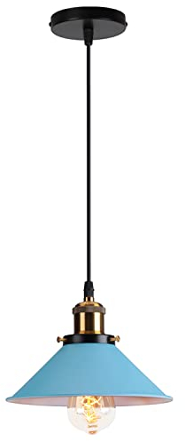 WOTTES Kronleuchter Industrial Retro Dekorative Schmiedeeisen Lampenschirm Deckenleuchte Glühbirnenhalter E27 Geeignet für Esszimmer Wohnzimmer Küche Schlafzimmer Café Bar. (Hellblau)