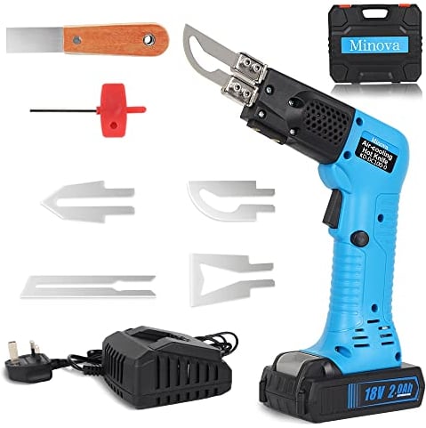 MINOVA Styrocutter Heißes Messer Kabelloser Luftgekühlter Professioneller Elektrischer Heißschneider Stoffschneidwerkzeug-Set Schaumstoff-, Seil- & Stoffschneider (2.0Ah 18V)