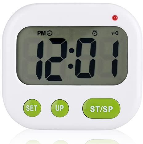 KIMISS Digitaler Wecker LED-Wecker Weiß ABS Musik Vibration Digitaler LCD-Wecker Elektronischer Küchentimer mit Hintergrundbeleuchtung